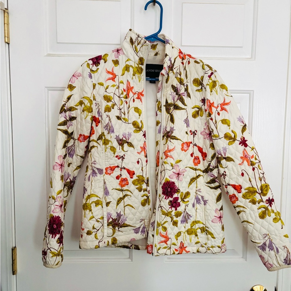 Lands' End Red and White Puffer Jacket